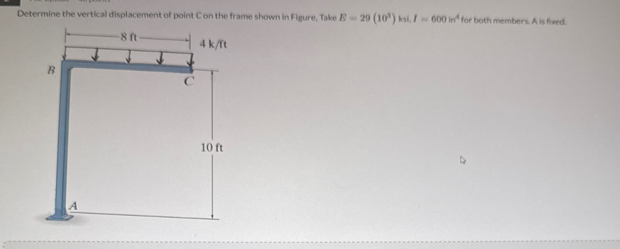 Determine the vertical displacement of point C on