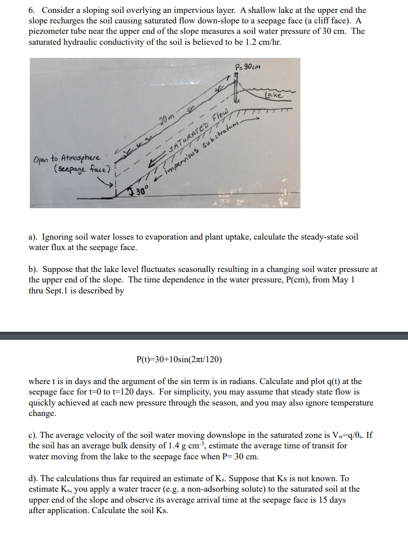 6 . Consider a sloping soil overlying an