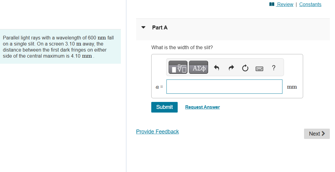 Parallel light rays with a wavelength of 6 0 0 nm