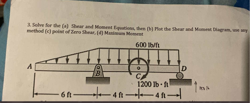 3 . Solve for the ( a ) Shear and Moment