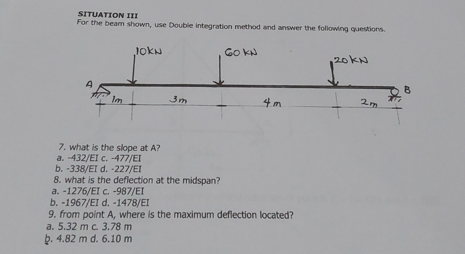 SITUATION III For the beam shown, use Double