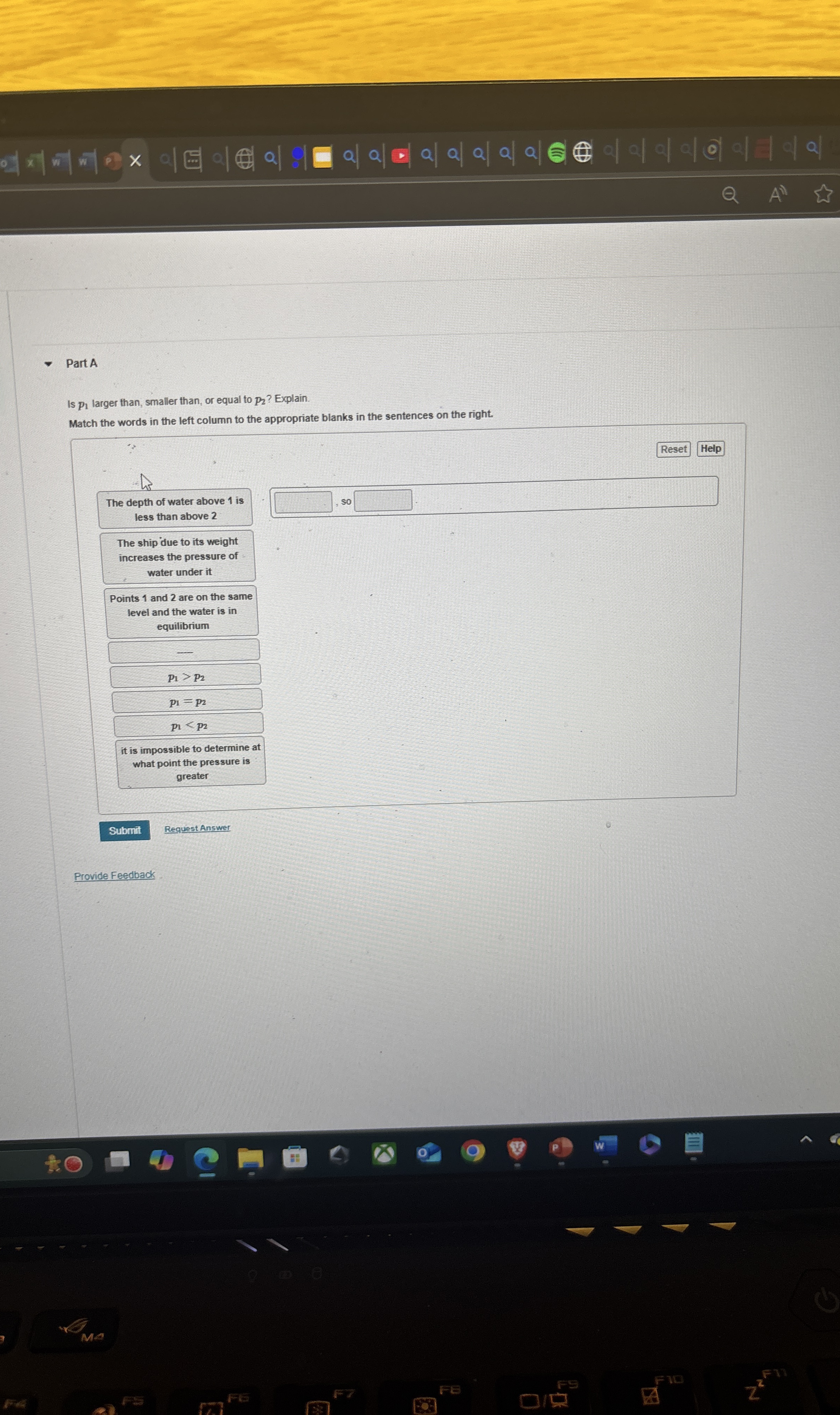 Part A Is p 1 larger than, smaller than, or equal