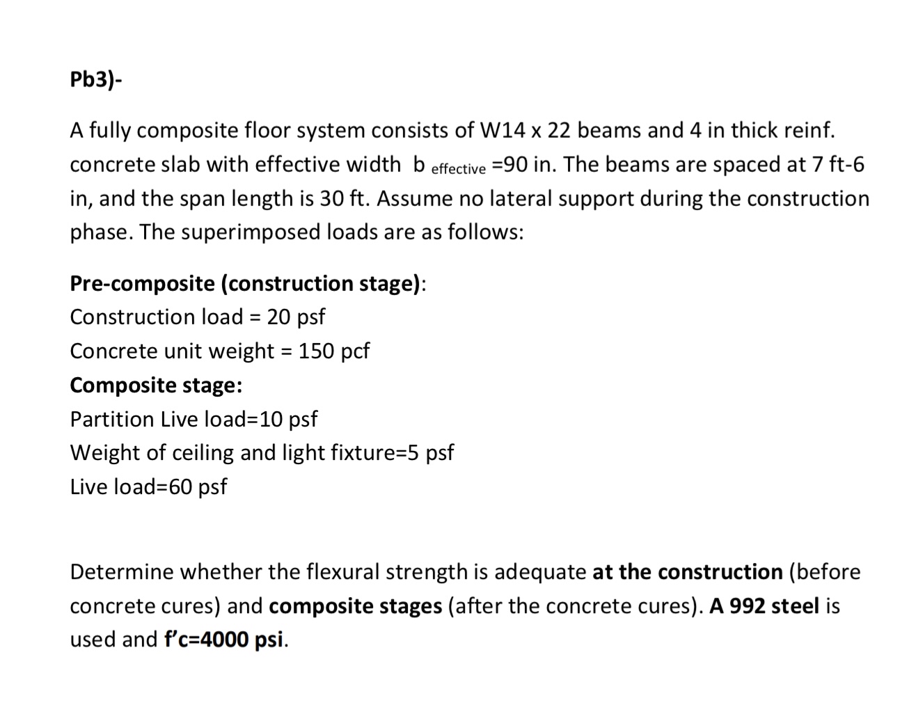 Pb 3 ) - A fully composite floor system consists
