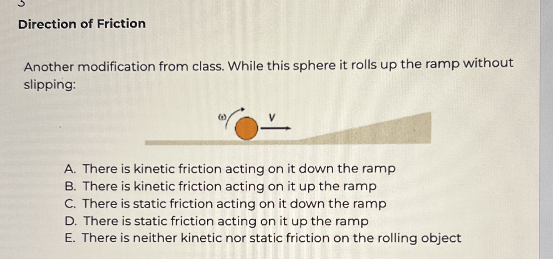 Direction of Friction Another modification from