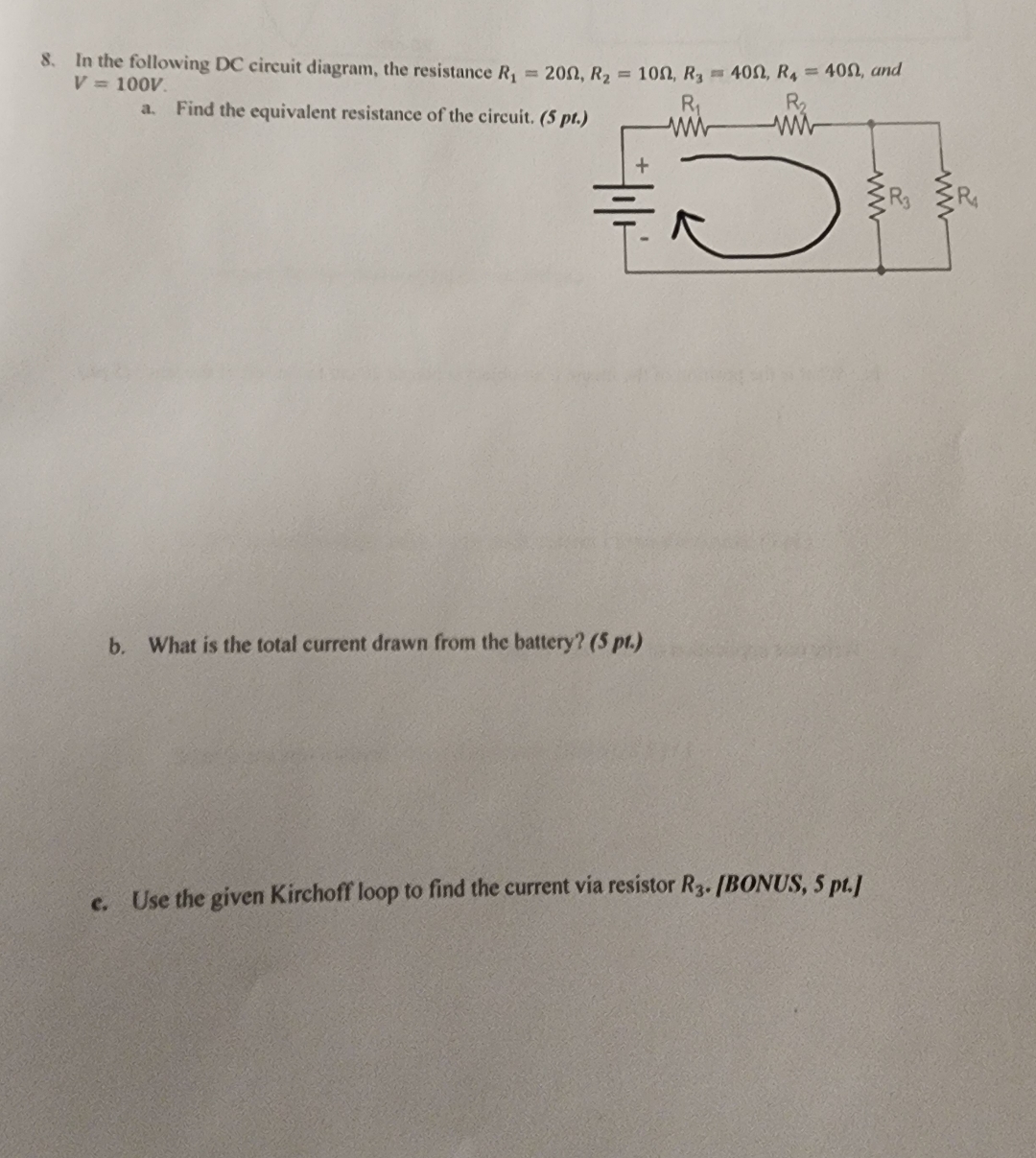 In the following DC circuit diagram, the