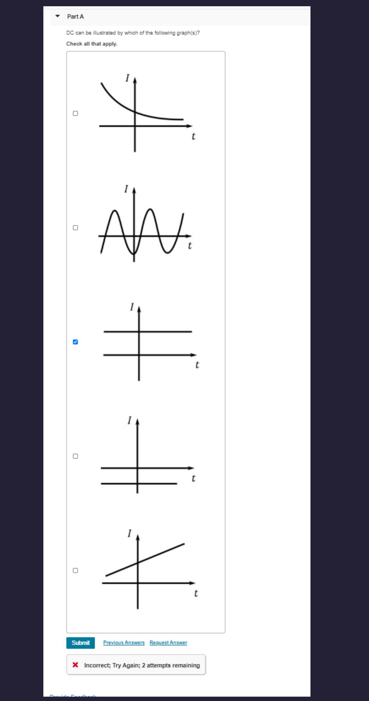 Part A DC can be illustrated by which of the
