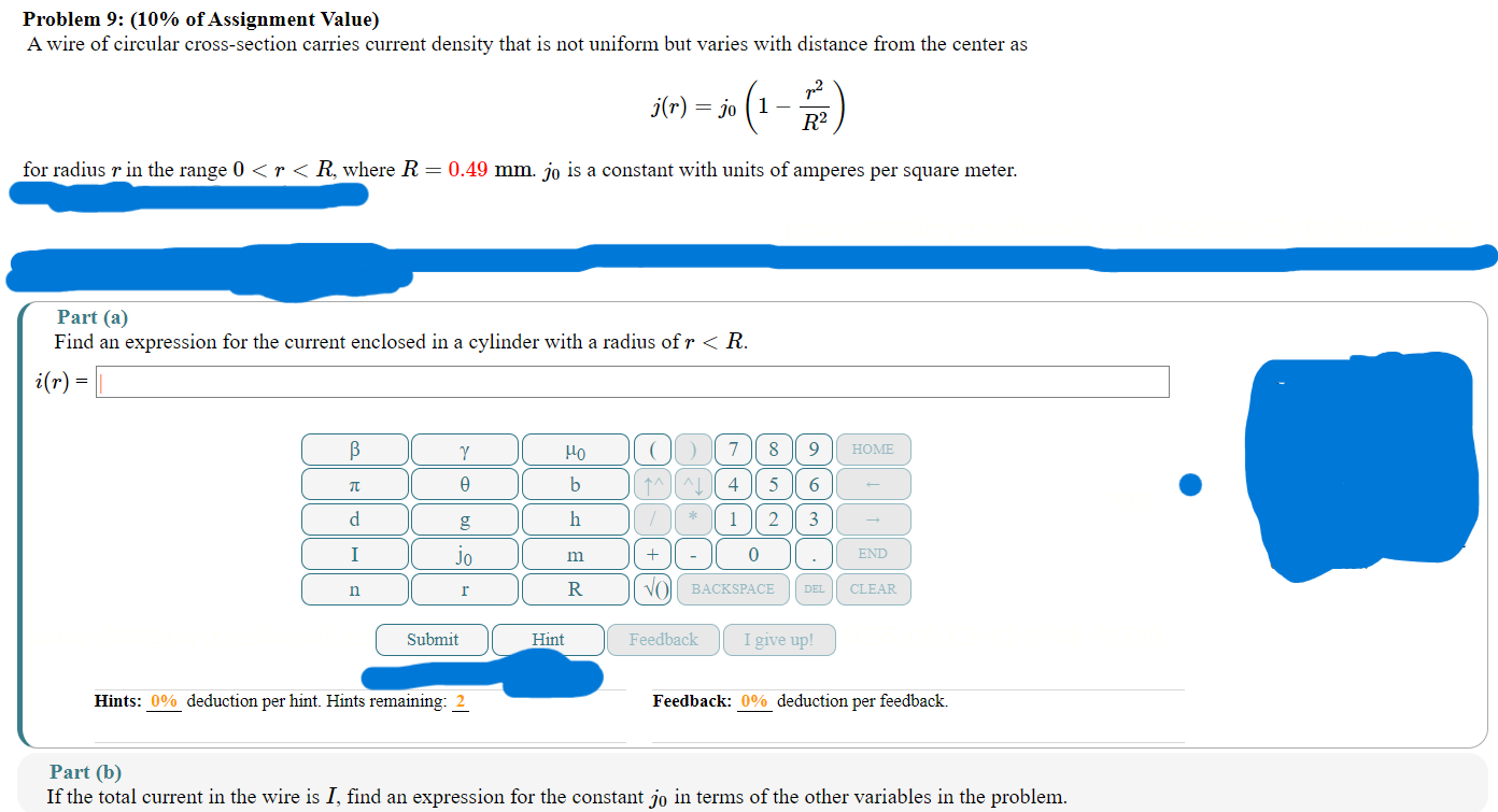 Problem 9 : ( 1 0 % of Assignment Value ) A wire
