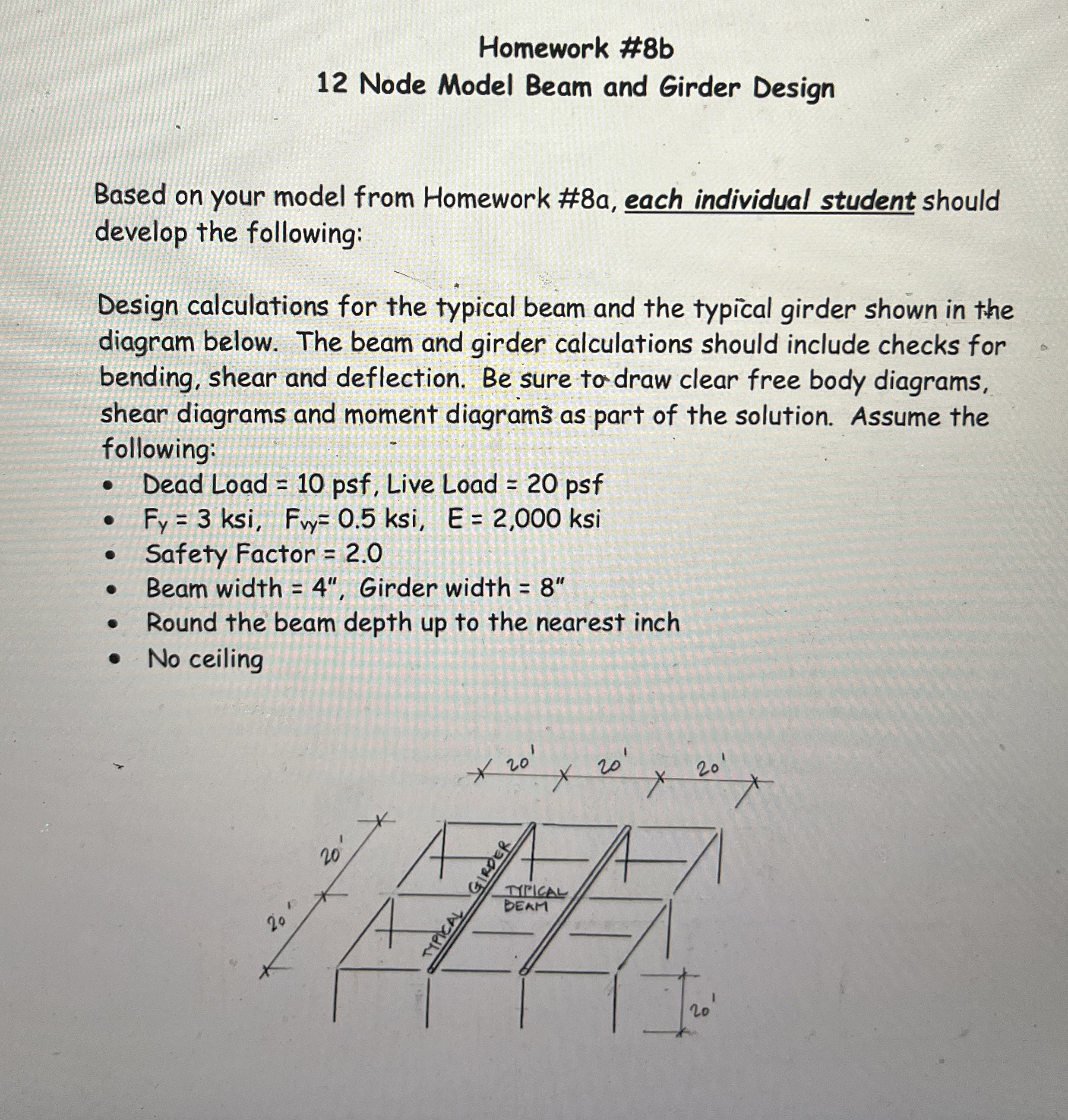 Homework # 8 b 1 2 Node Model Beam and Girder