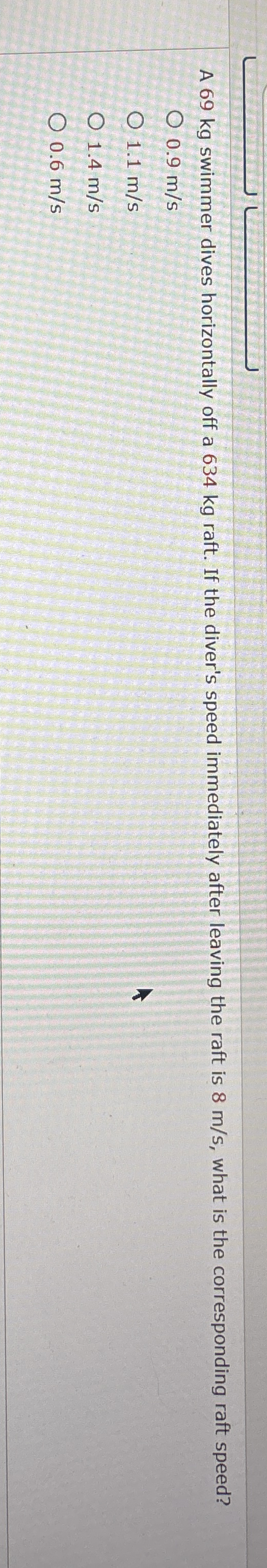 A 6 9 kg swimmer dives horizontally off a 6 3 4