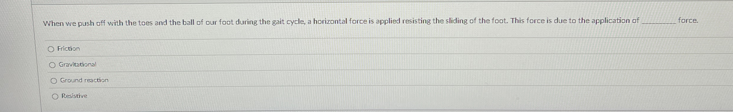 When we push off with the toes and the ball of