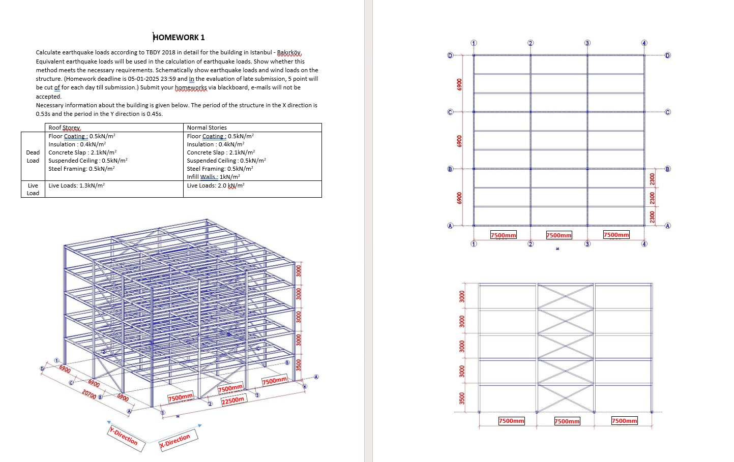 | HOMEWORK 1 Calculate earthquake loads according
