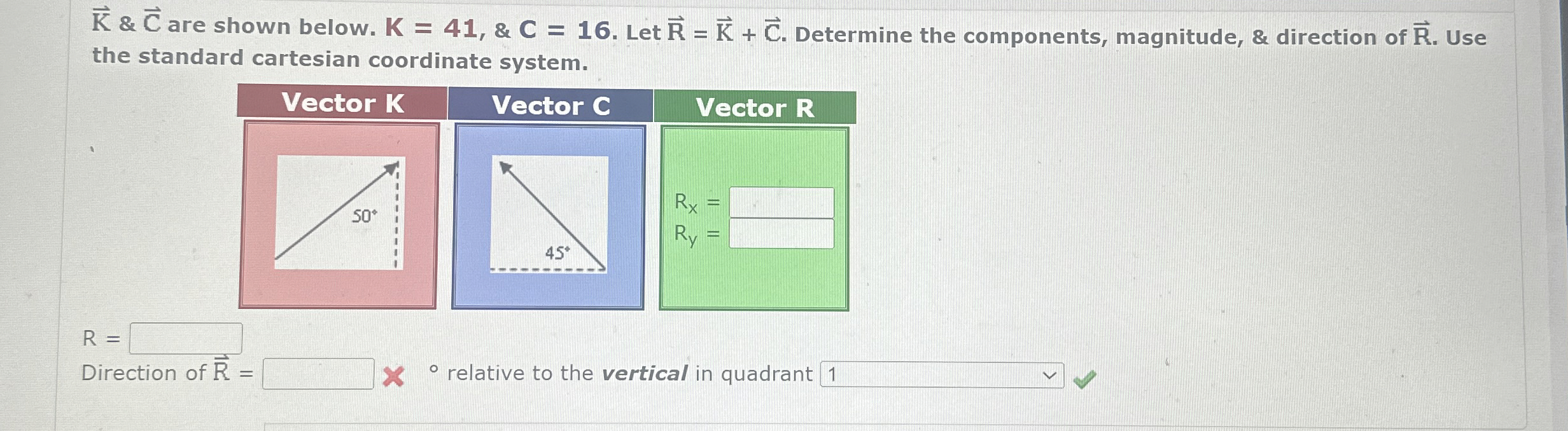 vec ( K ) & C are shown below. K = 4 1 , & C = 1