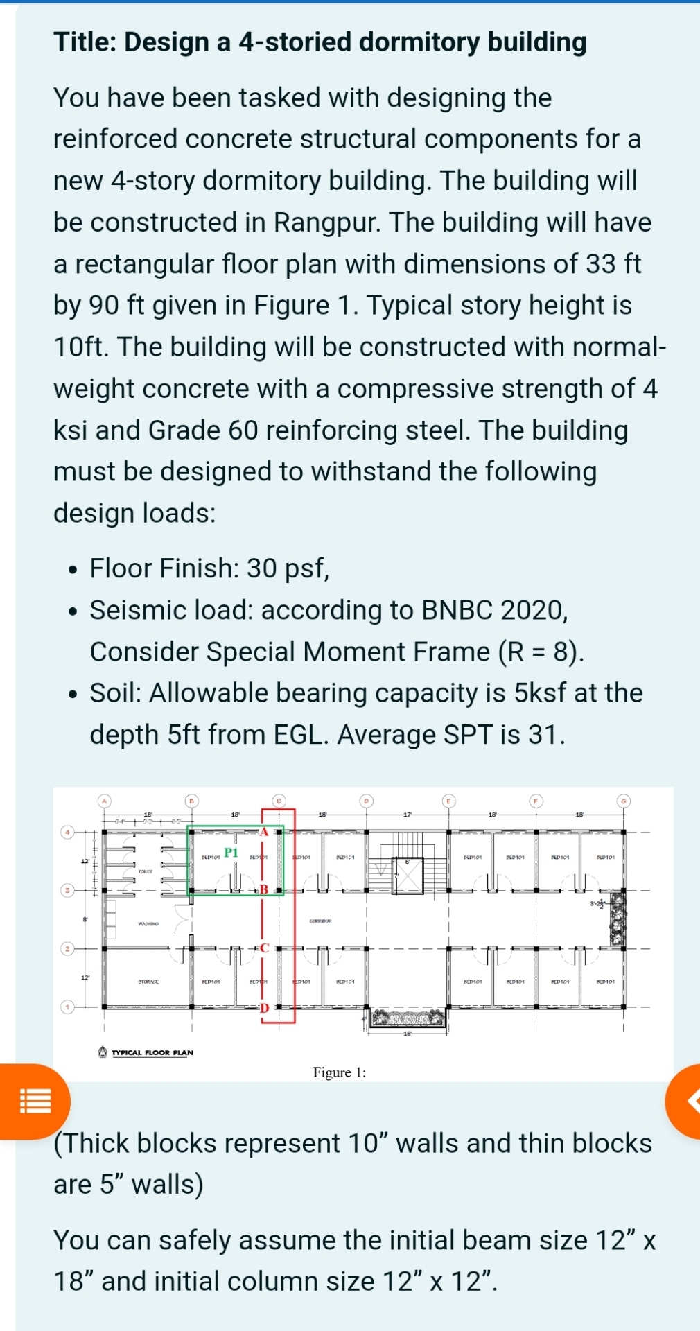 Title: Design a 4 - storied dormitory building