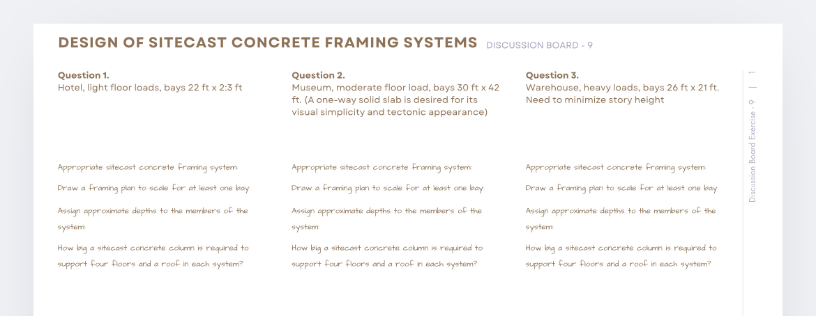 DESIGN OF SITECAST CONCRETE FRAMING SYSTEMS