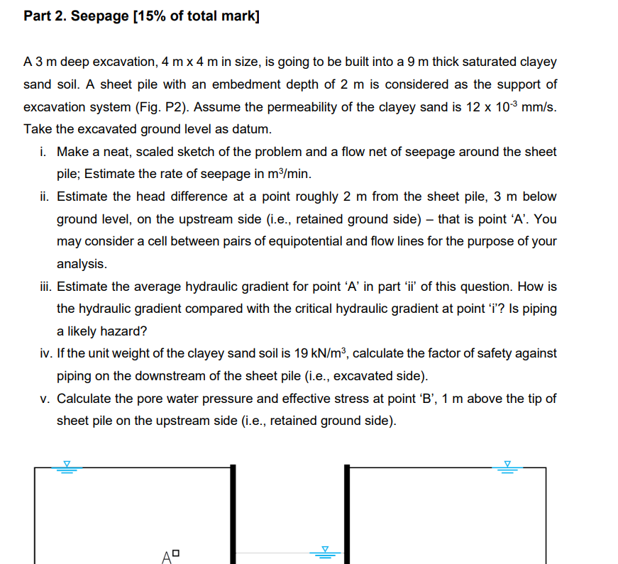 Show me the steps to solve Part 2 . Seepage [ 1 5
