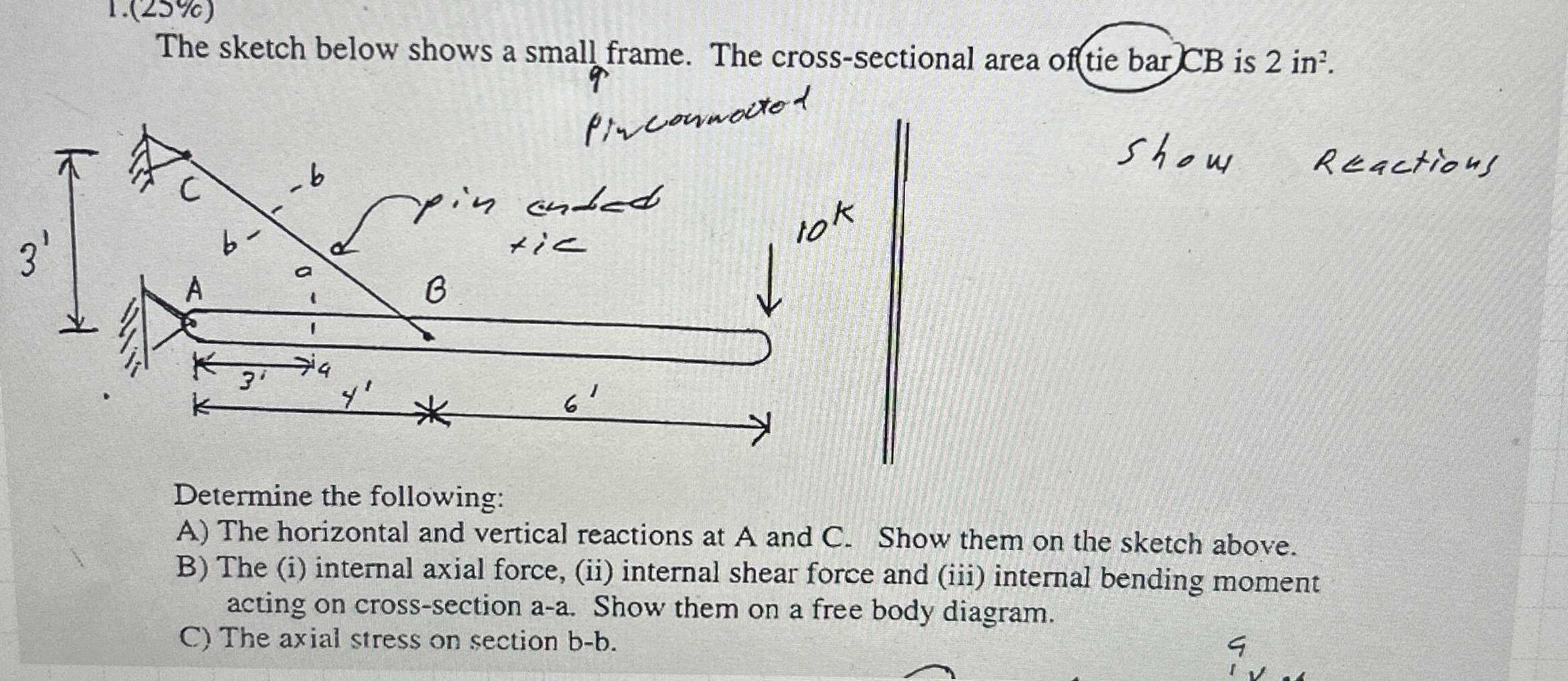 The sketch below shows a small frame. The cross -