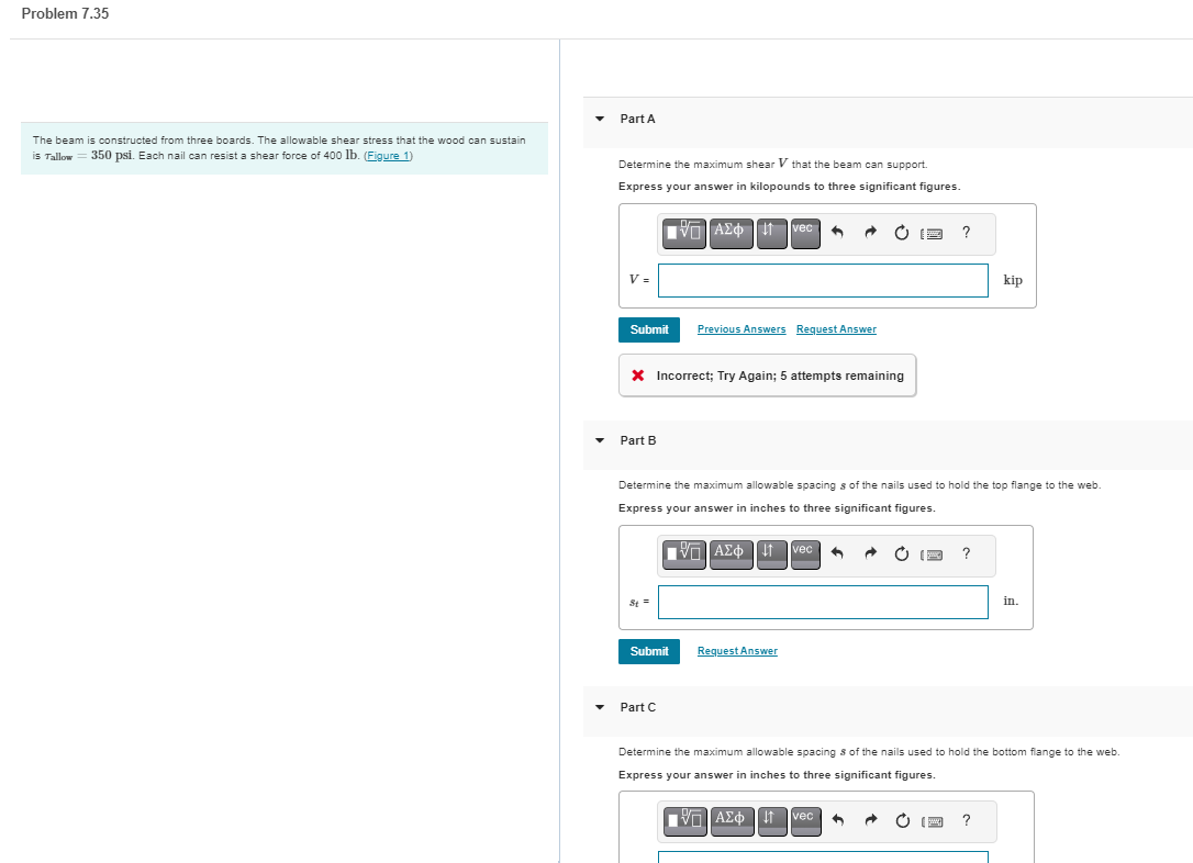 The beam is constructed from three boards. The