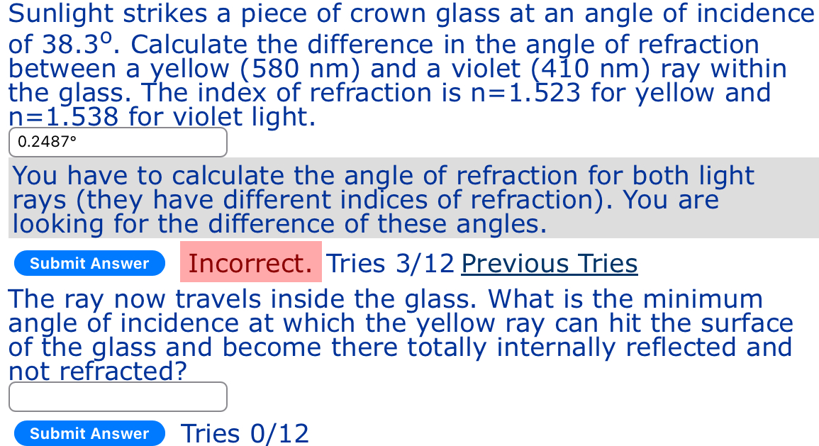 Sunlight strikes a piece of crown glass at an