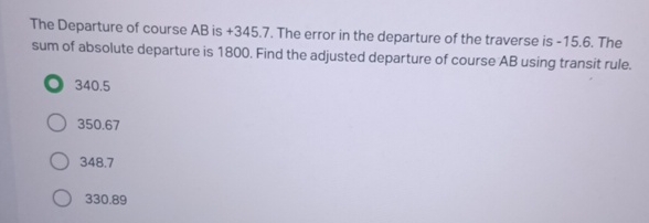 The Departure of course AB is + 3 4 5 . 7 . The