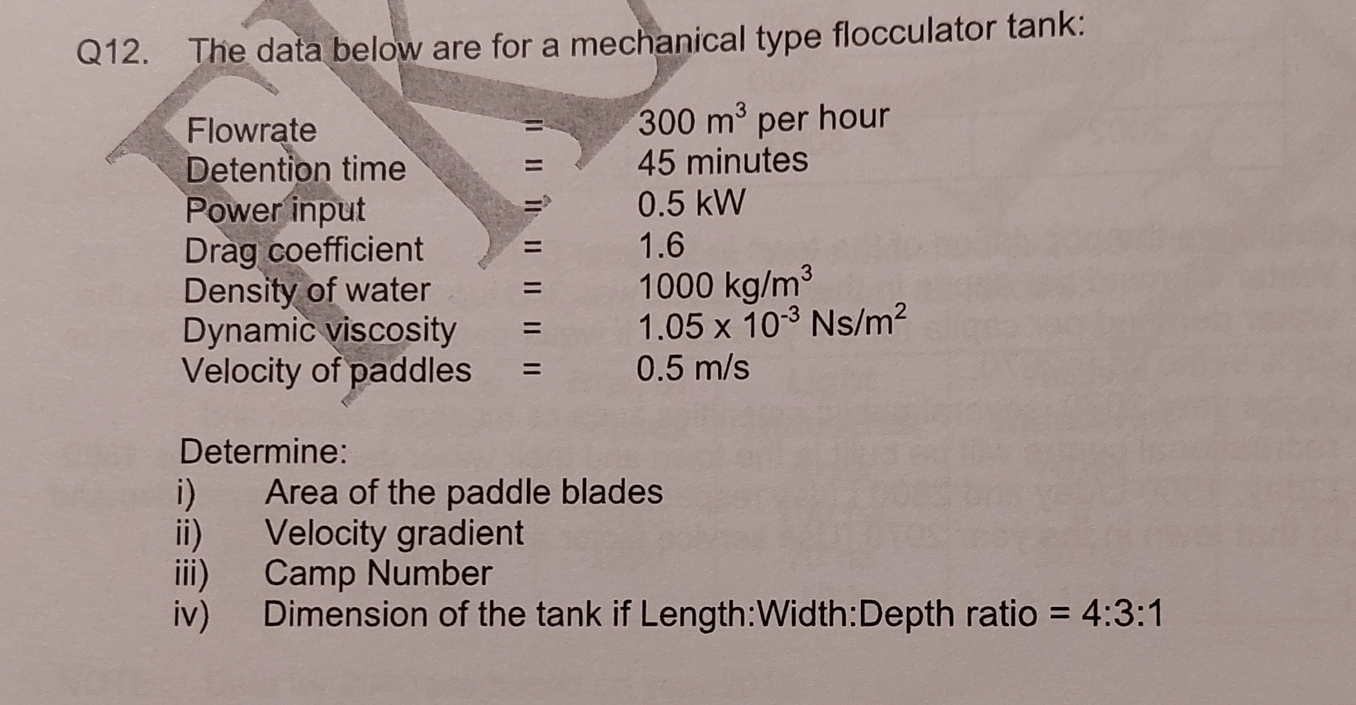 Q 1 2 . The data below are for a mechanical type