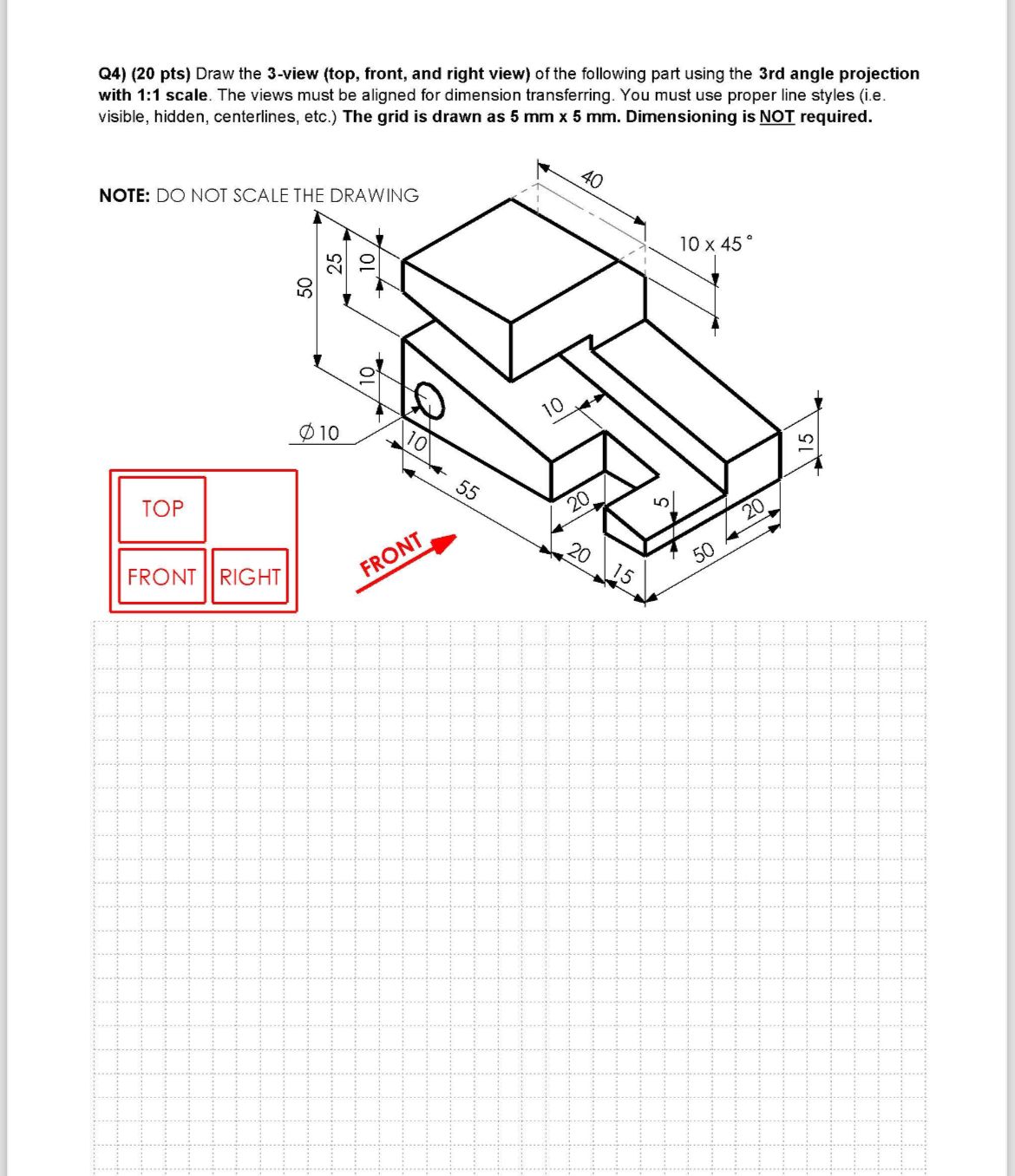 how can i sketch top view and front view, and