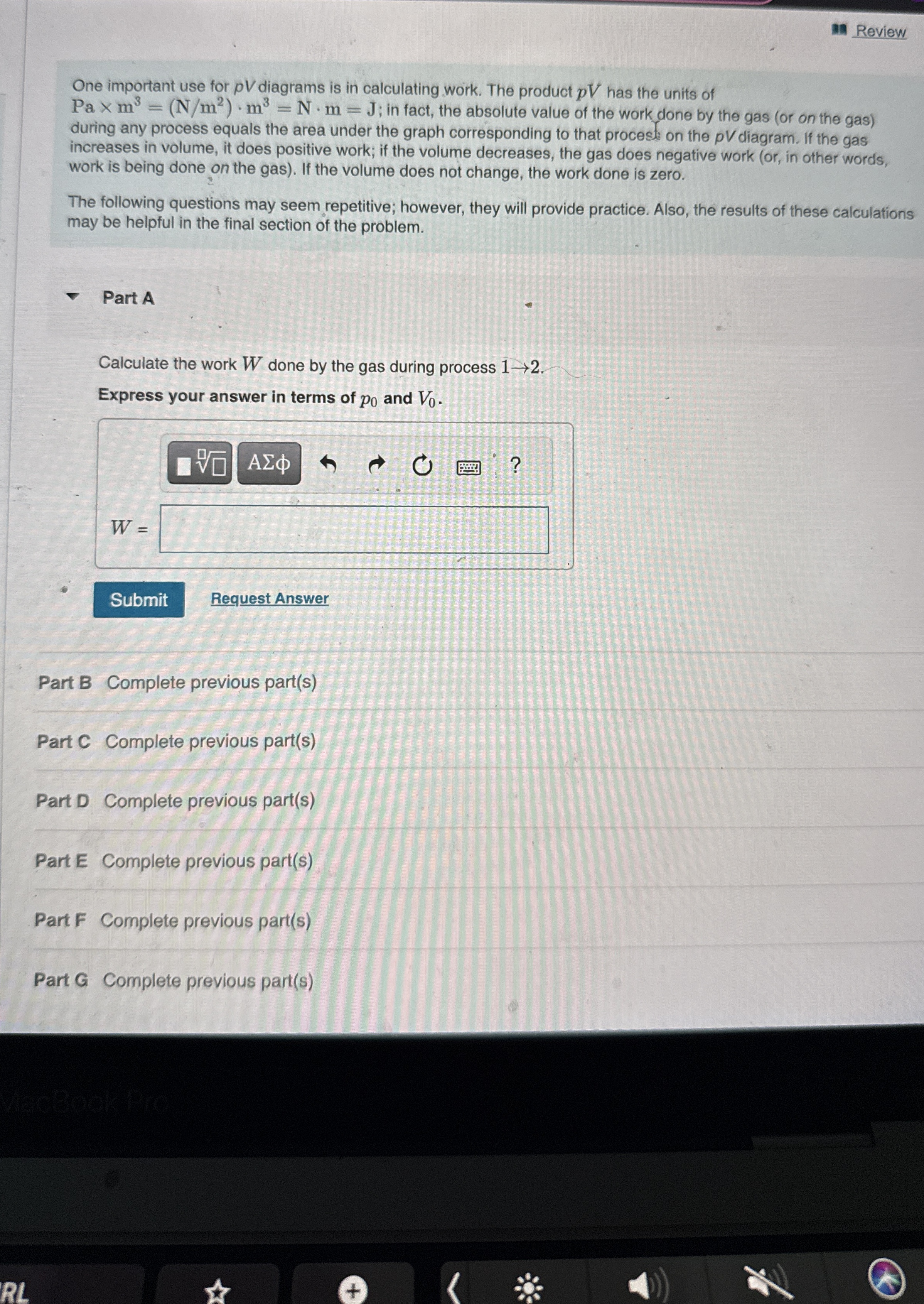 Review One important use for pV diagrams is in