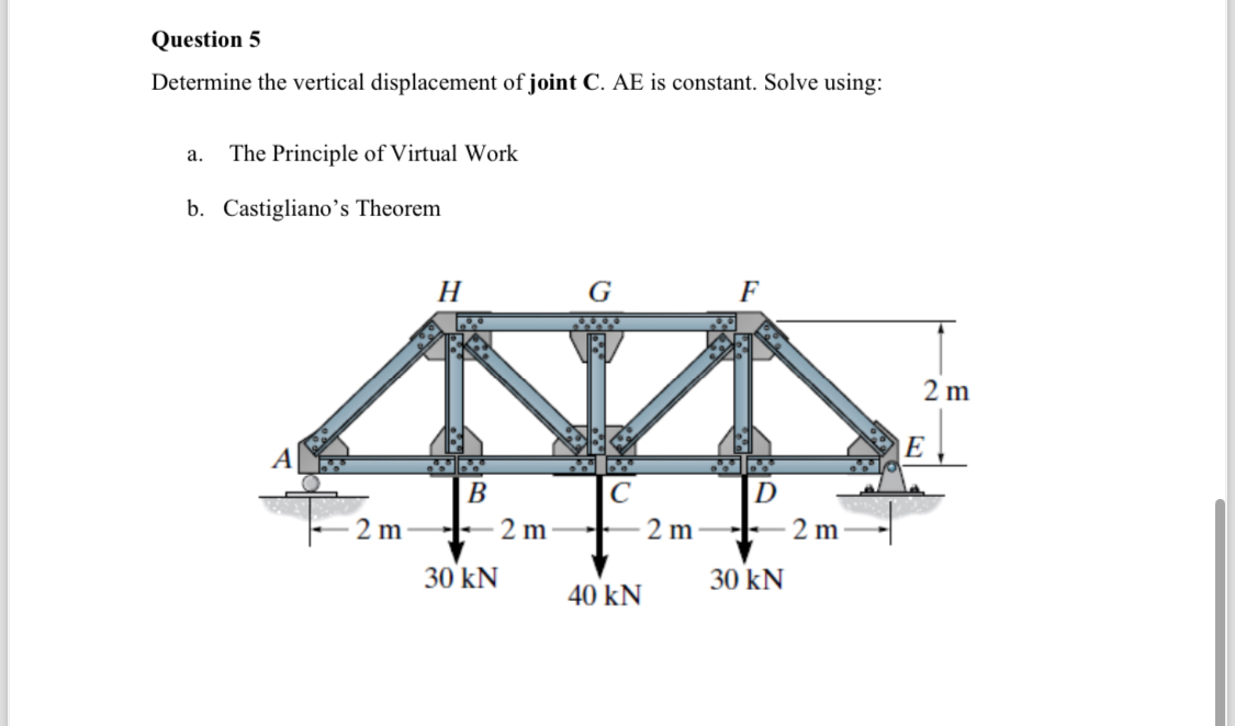 Question 5 Determine the vertical displacement of