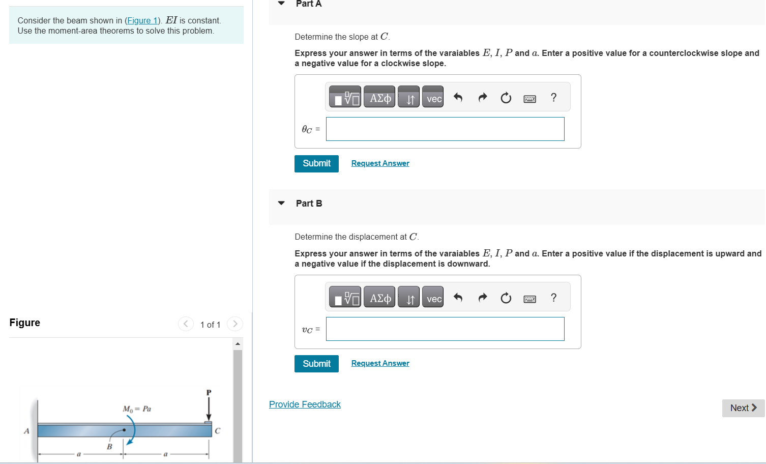 Consider the beam shown in ( Figure 1 ) . \ ( E I