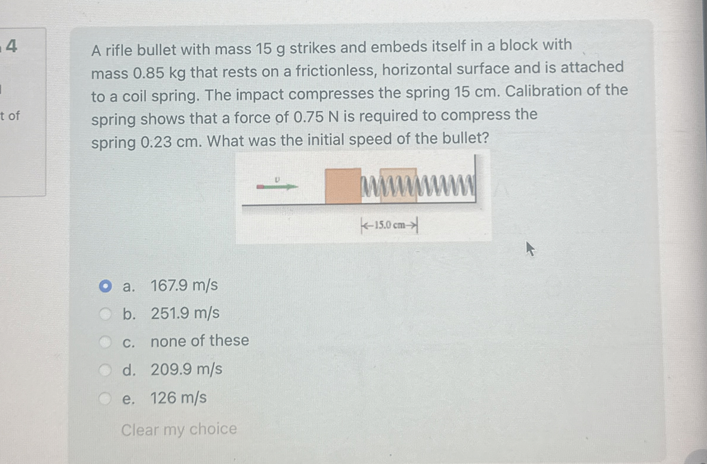 4 A rifle bullet with mass 1 5 g strikes and