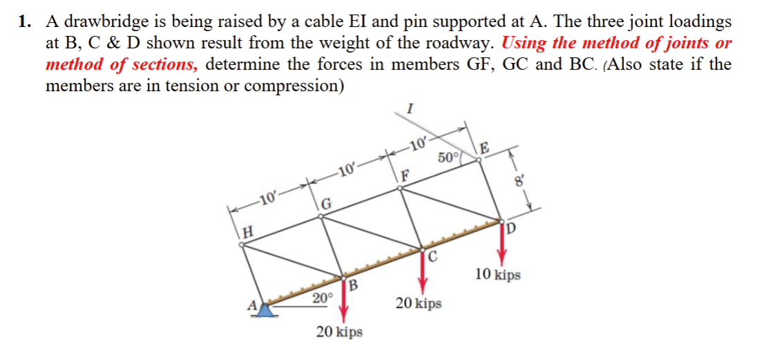 1 . A drawbridge is being raised by a cable EI