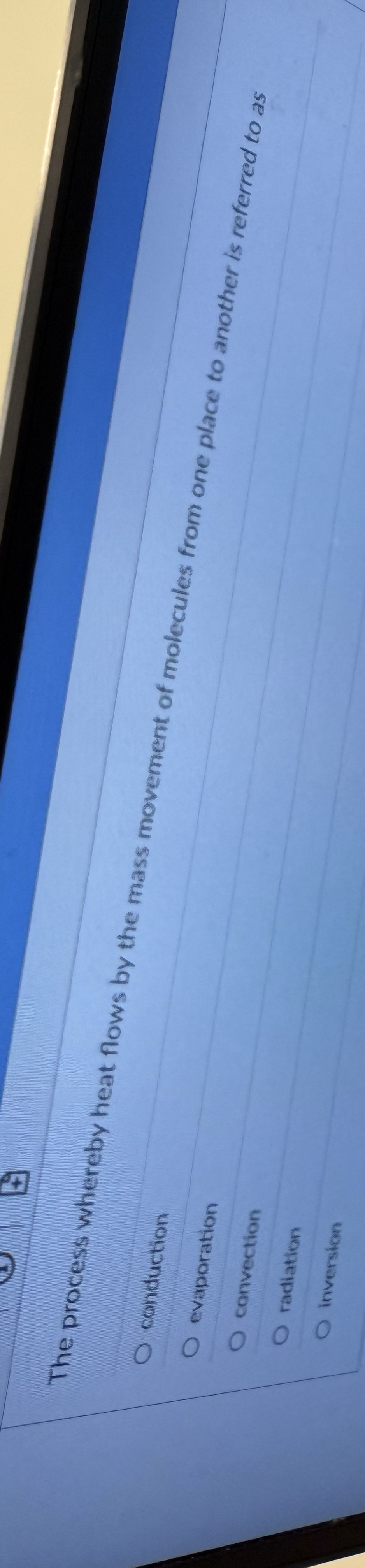 The process whereby heat flows by the mass
