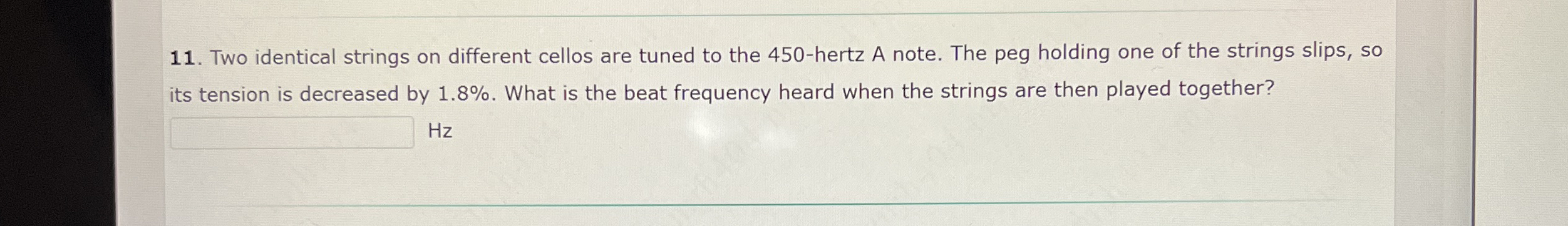 Two identical strings on different cellos are