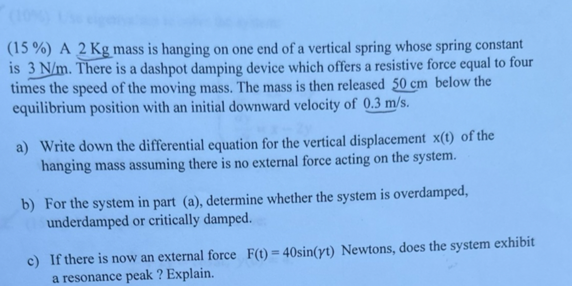 \ ( ( 1 5 \ % ) \ ) A 2 Kg mass is hanging on one