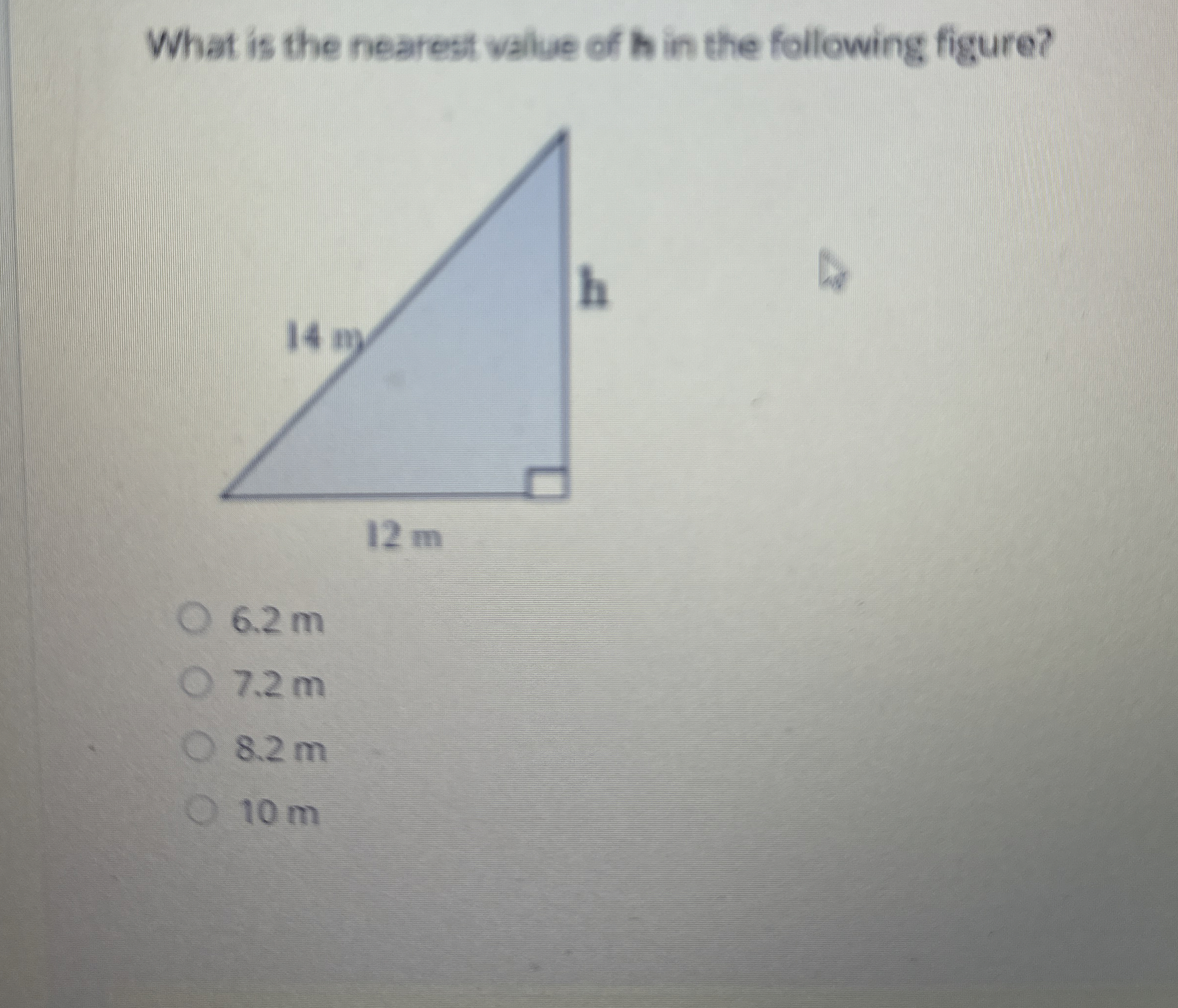 What is the nearest value of h in the following