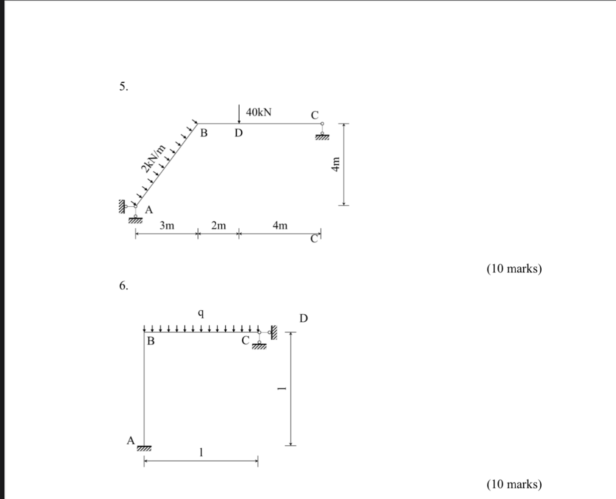 Draw a shear force and bending moment diagram for