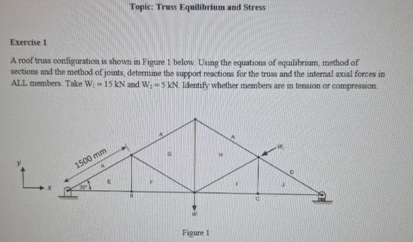 Topic: Truss Equilibrium and Stress Exercise 1 A