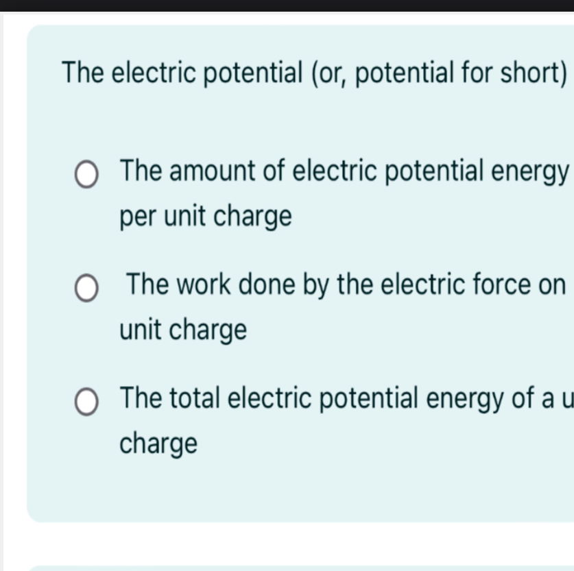 The electric potential ( or , potential for short