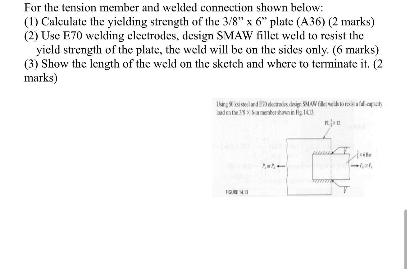 For the tension member and welded connection