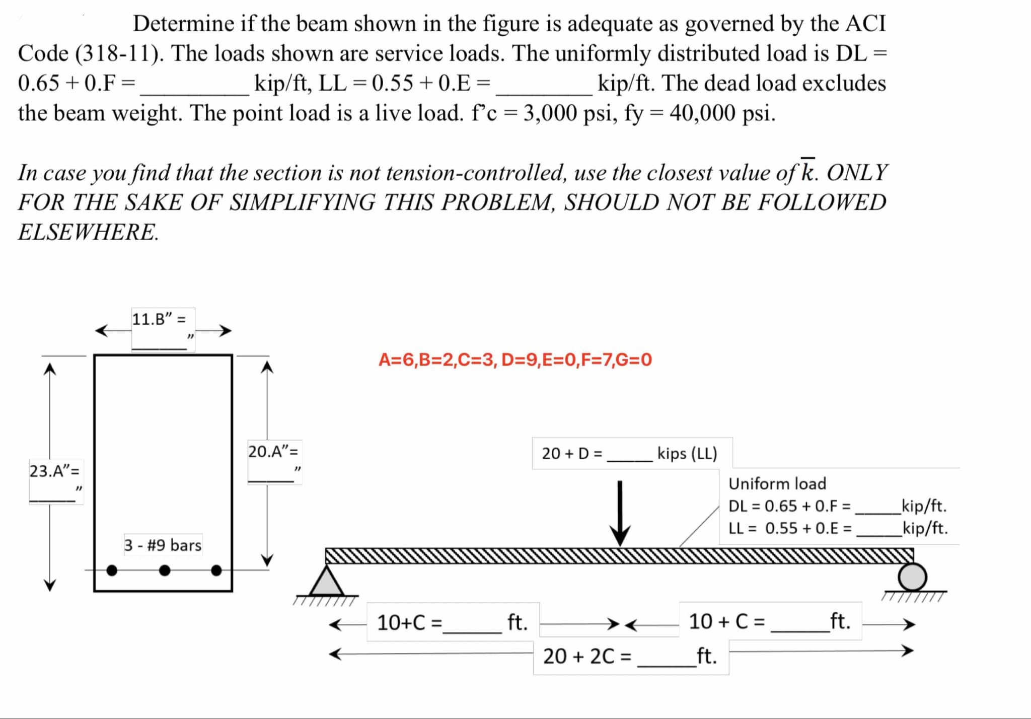 Determine if the beam shown in the figure is