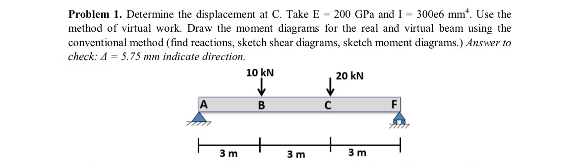 Problem 1 . Determine the displacement at C .