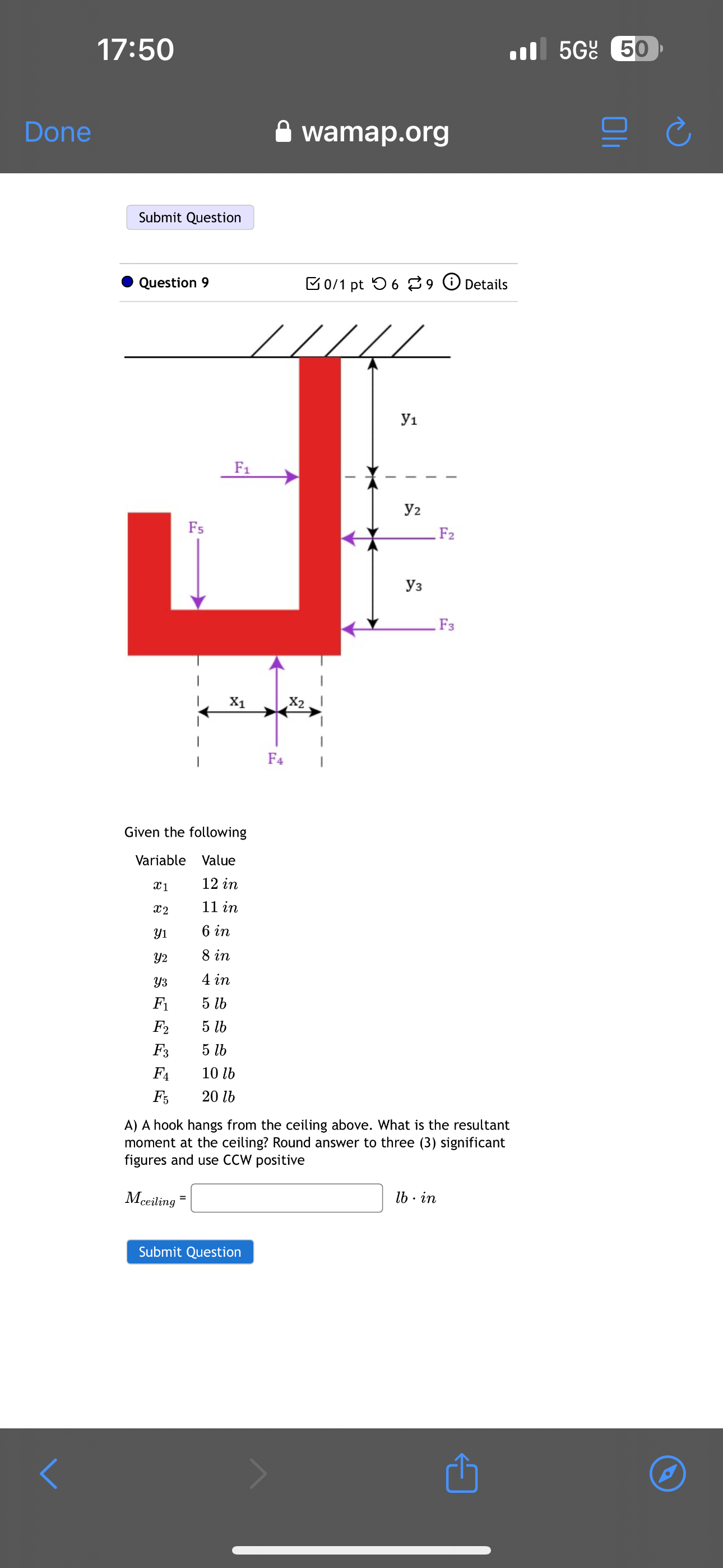 1 7 : 5 0 . 1 1 5 G 5 0 wamap.org Submit Question