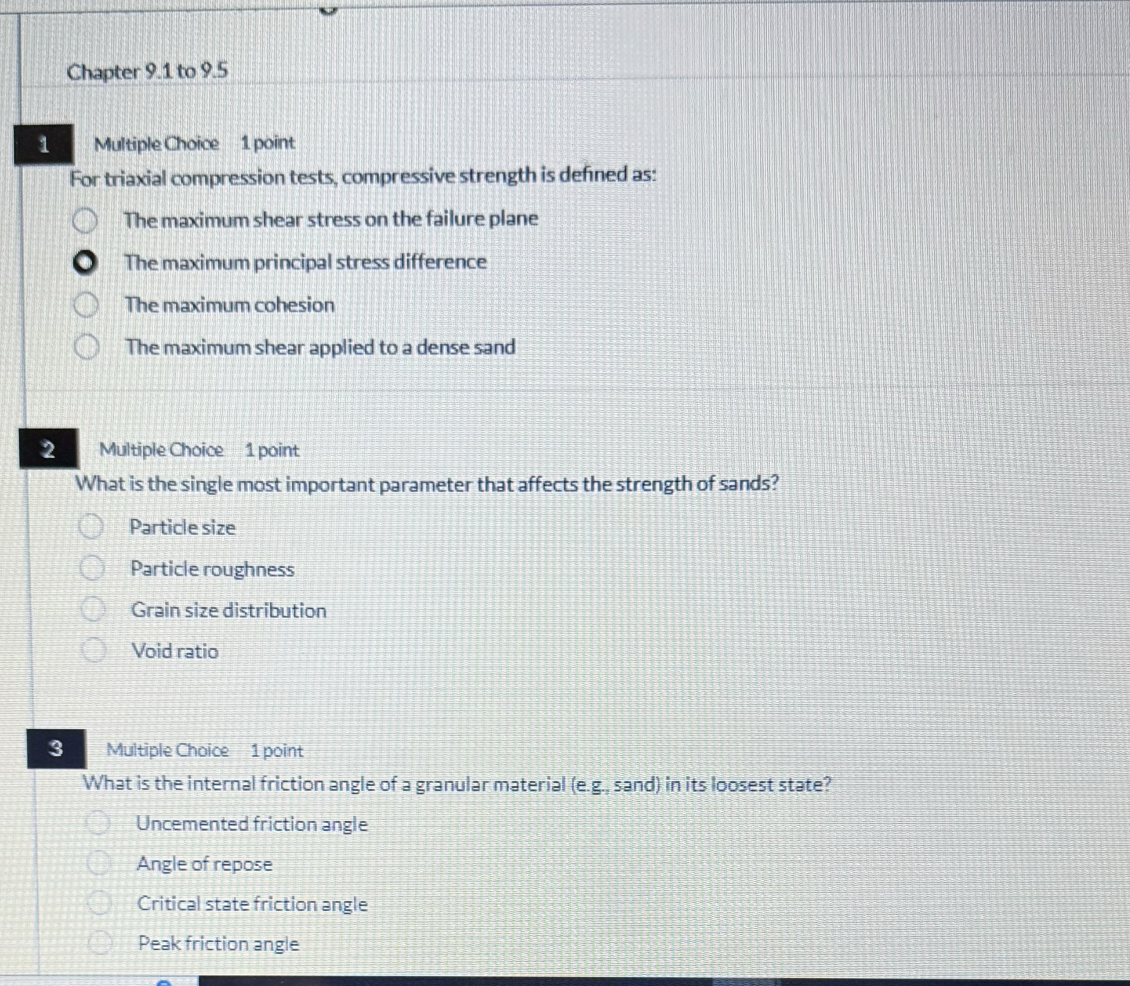 Chapter 9 . 1 to 9 . 5 1 Multiple Choice 1 point