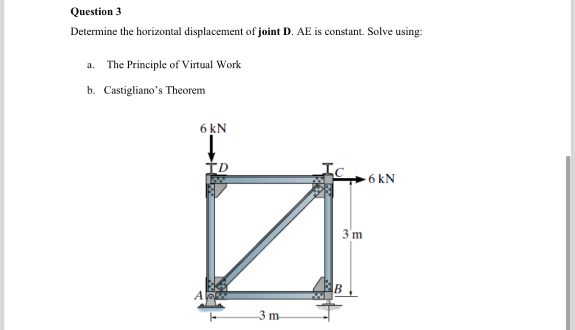 Question 3 Determine the horizontal displacement