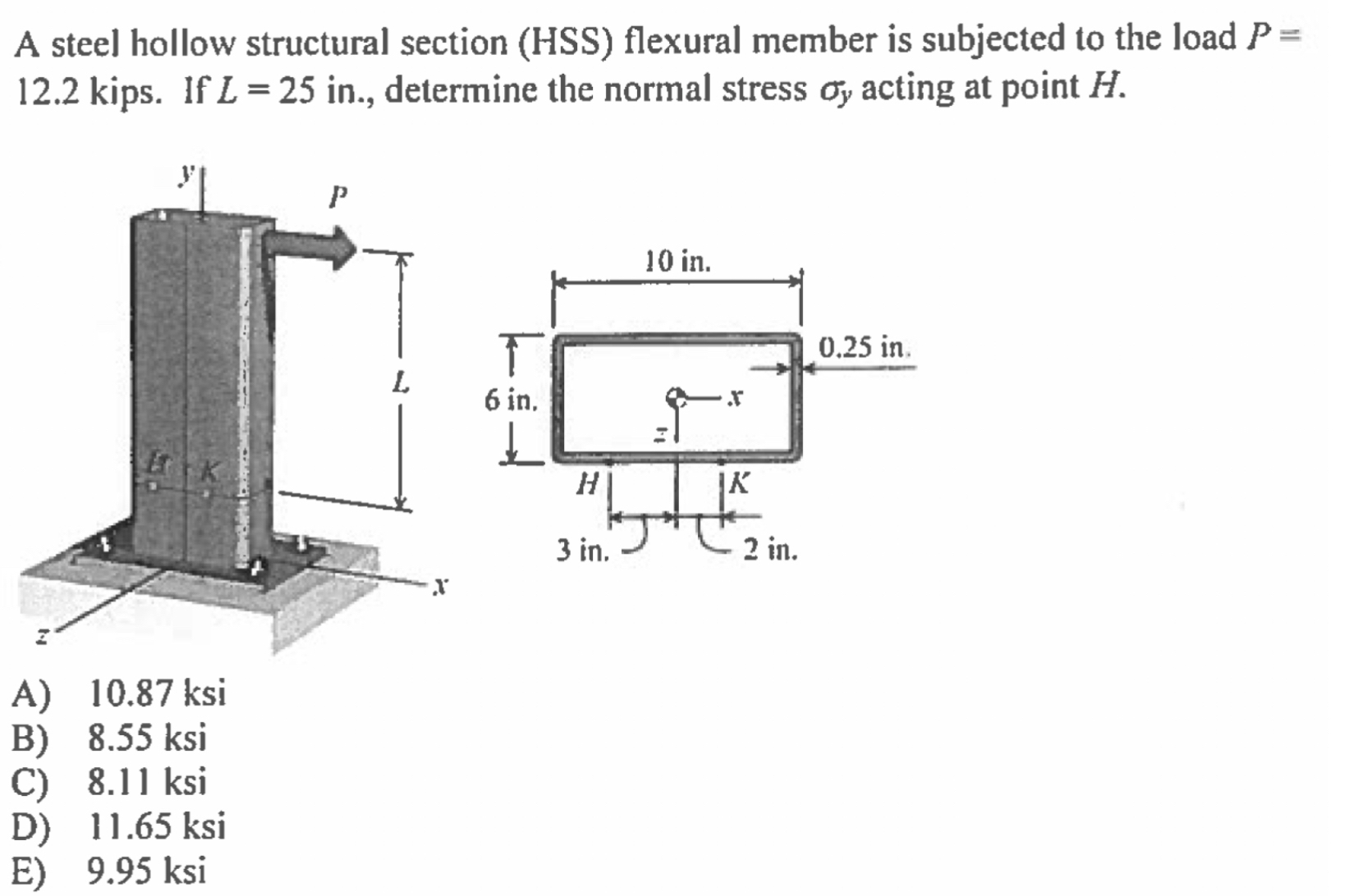 A steel hollow structural section ( HSS )