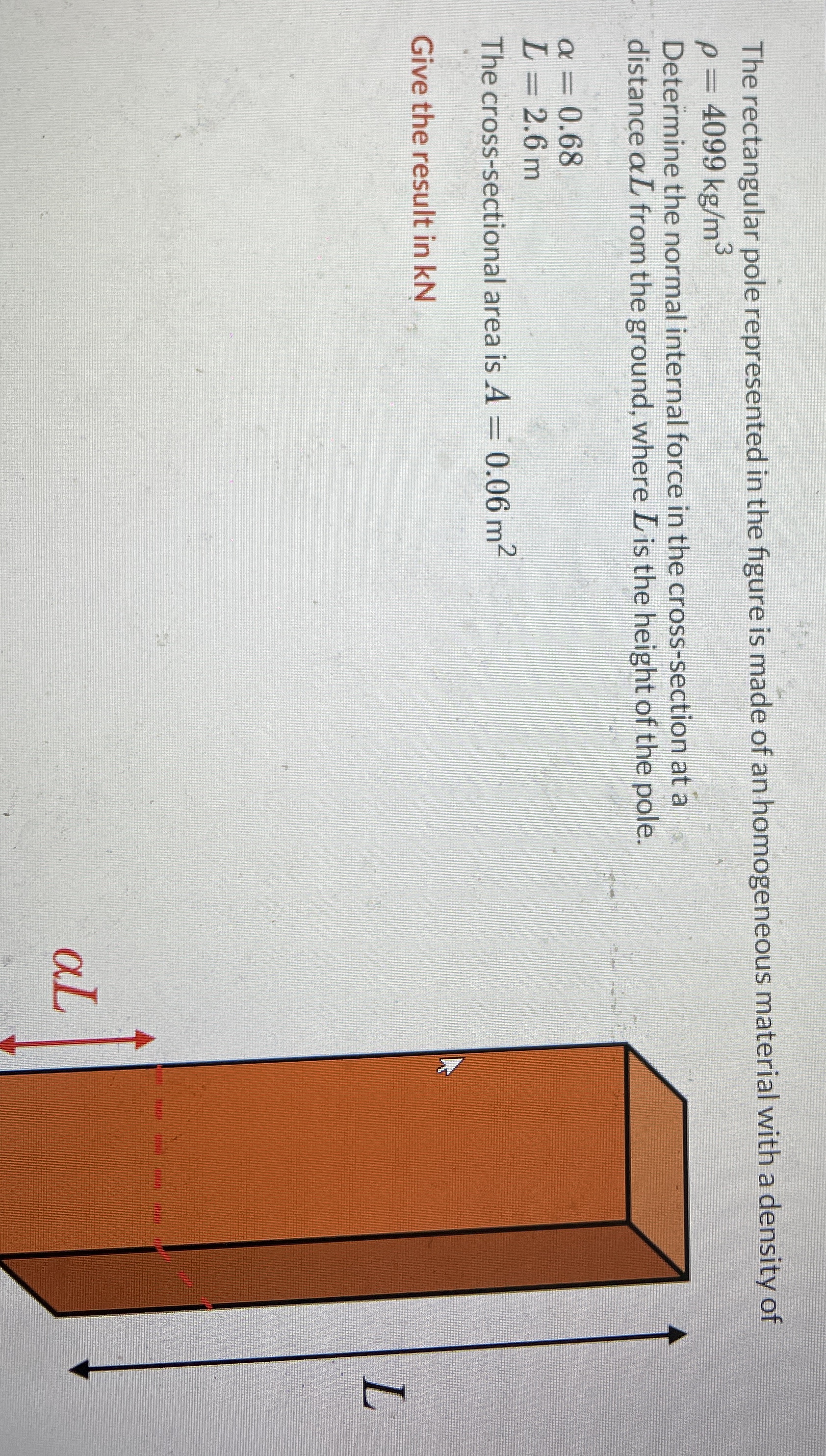 The rectangular pole represented in the figure is