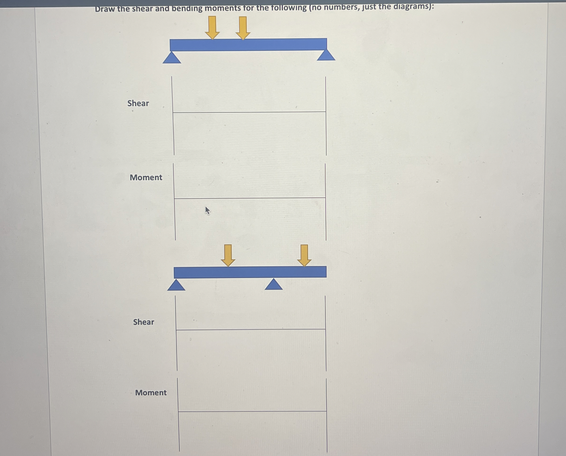 Draw the shear and bending moments tor the