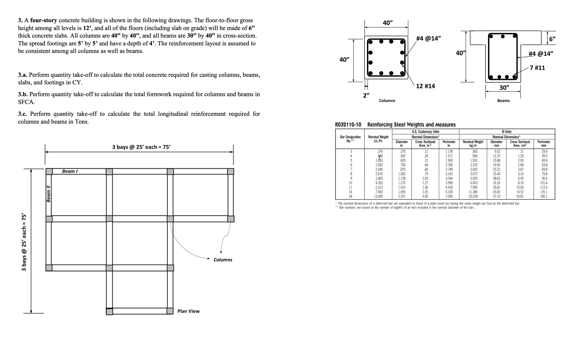3 . A four - story concrete building is shown in