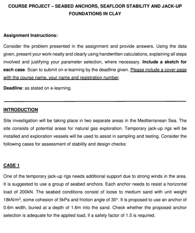 COURSE PROJECT - SEABED ANCHORS, SEAFLOOR