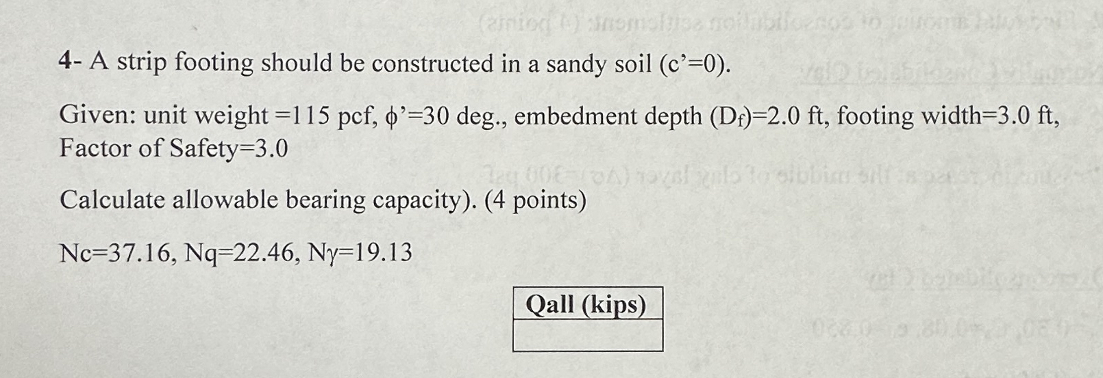 4 - A strip footing should be constructed in a