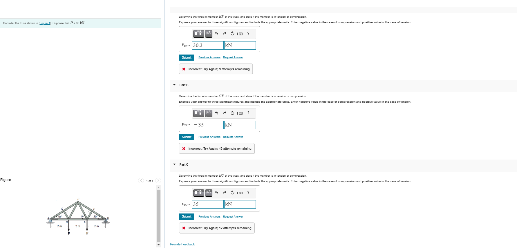 Consider the truss shown in ( Figure 1 ) .